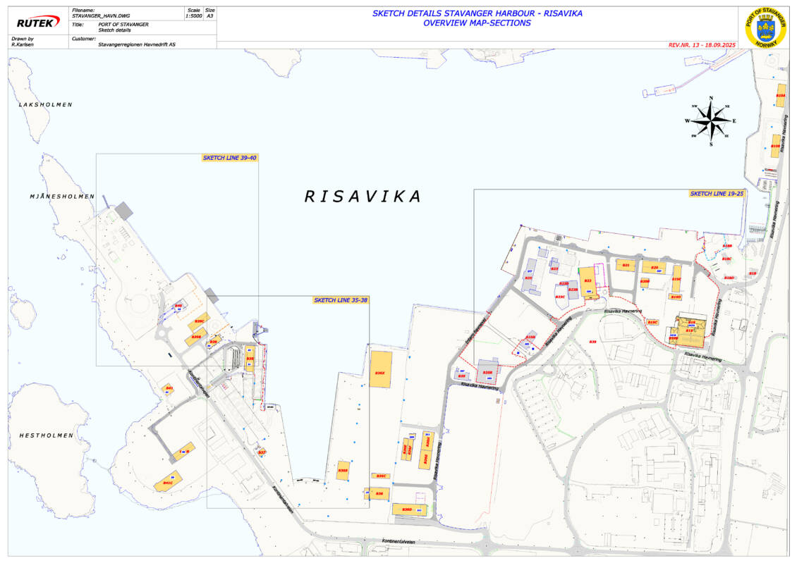 Sketch details Stavanger Harbour - Risavika - Overview map 1-5000-v13-18-09-2025