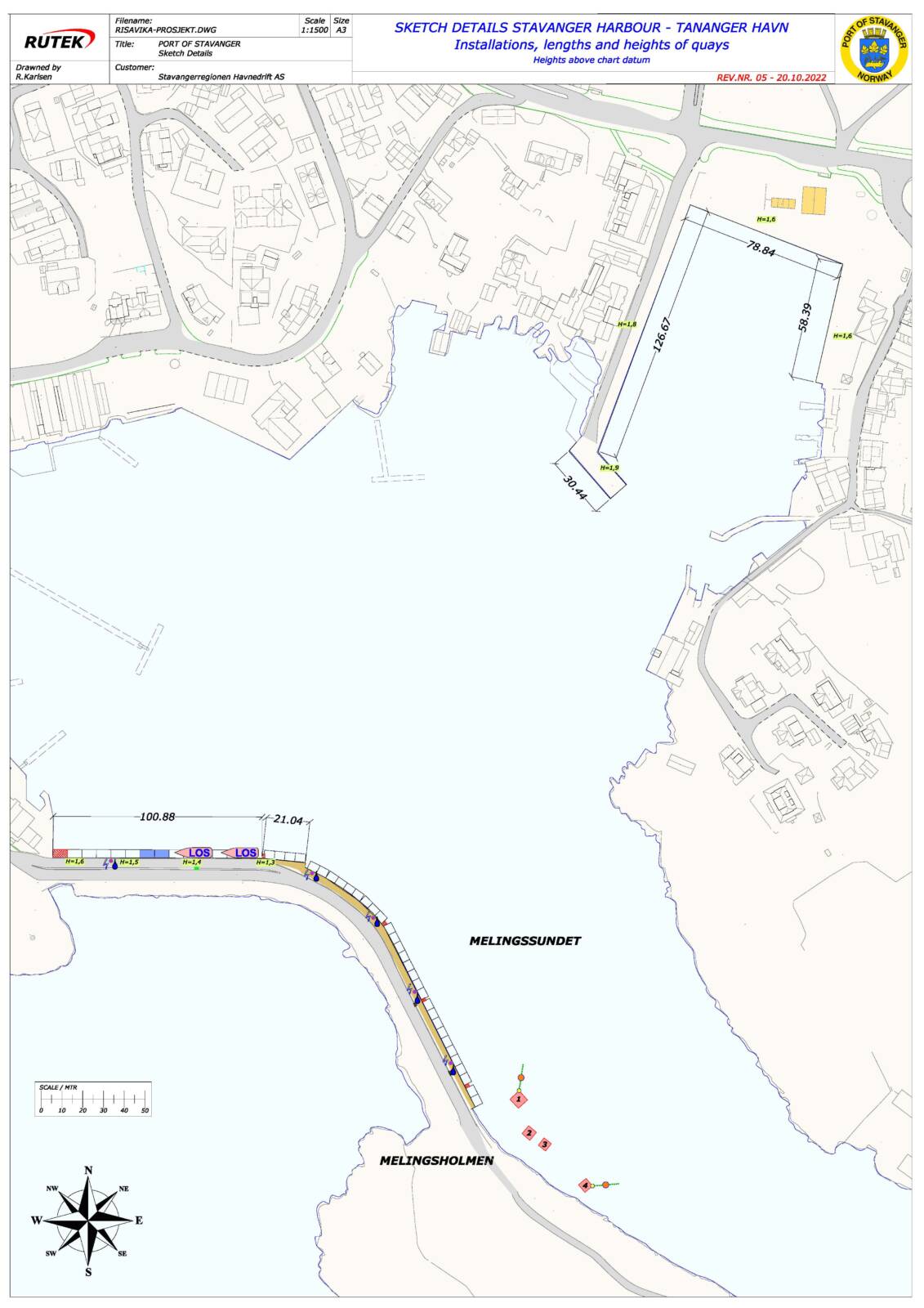 Sketch details Stavanger harbour - Mekjarvik overview map-sections